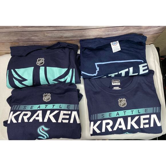 NHL Seattle Kraken Fanatics Navy Blue T-Shirt-Size Adult XL-100% Cotton - Picture 7 of 8